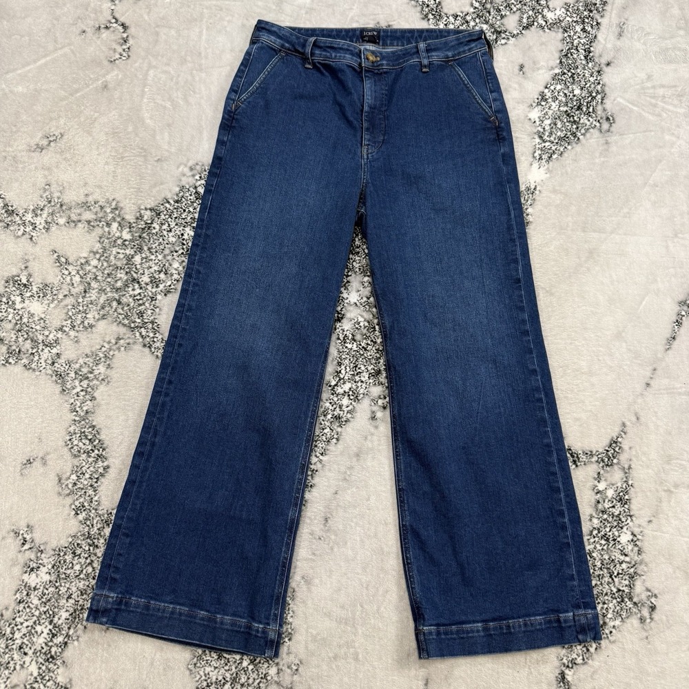 J Crew High Rise Trouser Jeans‎ Womens Size 31 Leg Blue Denim Casual Pants Work